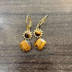 Talbots Gold and Brown Drop Earrings